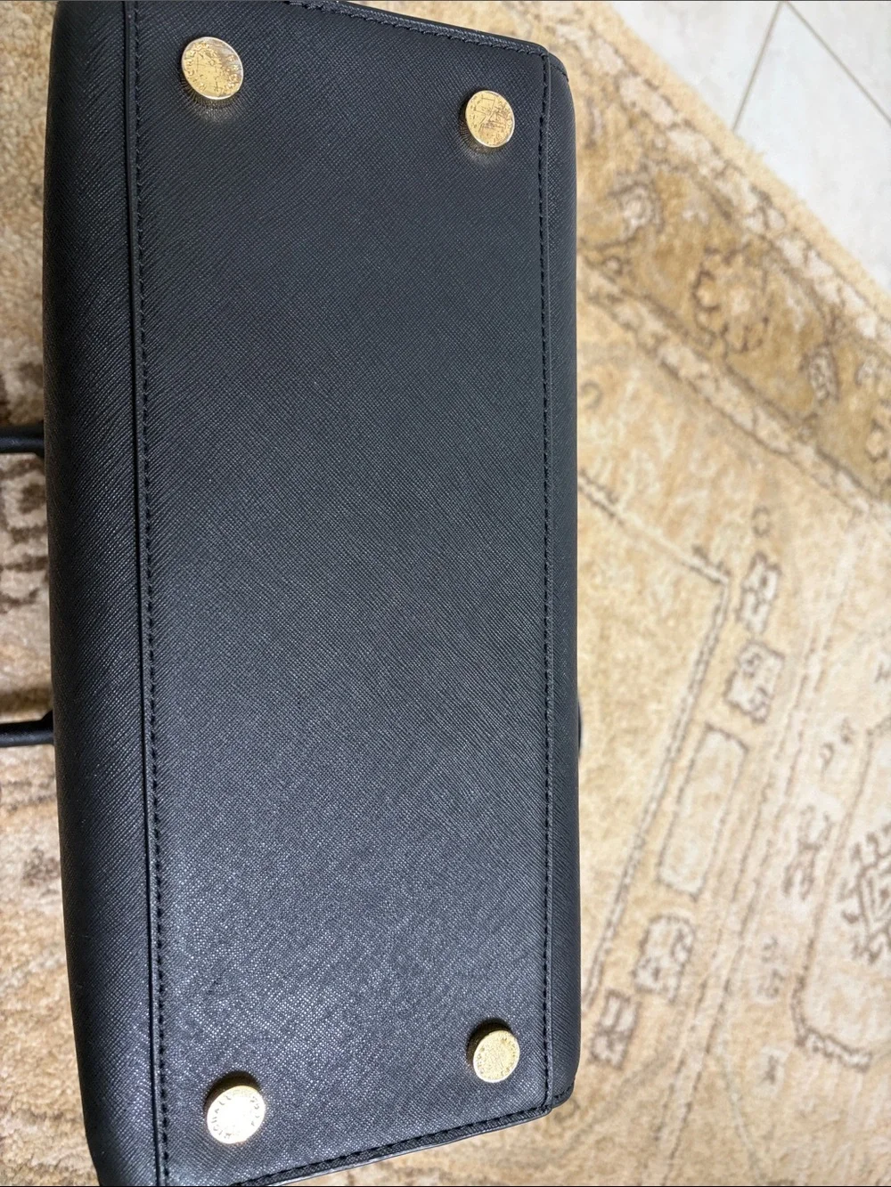 Michael Kors Black Saffiano Leather Satchel with Gold Hardware